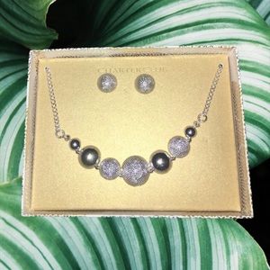 💎Silver Necklace& Earring Set + Jewel bracelet 💎